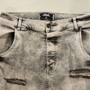 Siksilk Denim grey and black size medium Button fly distressed skinny